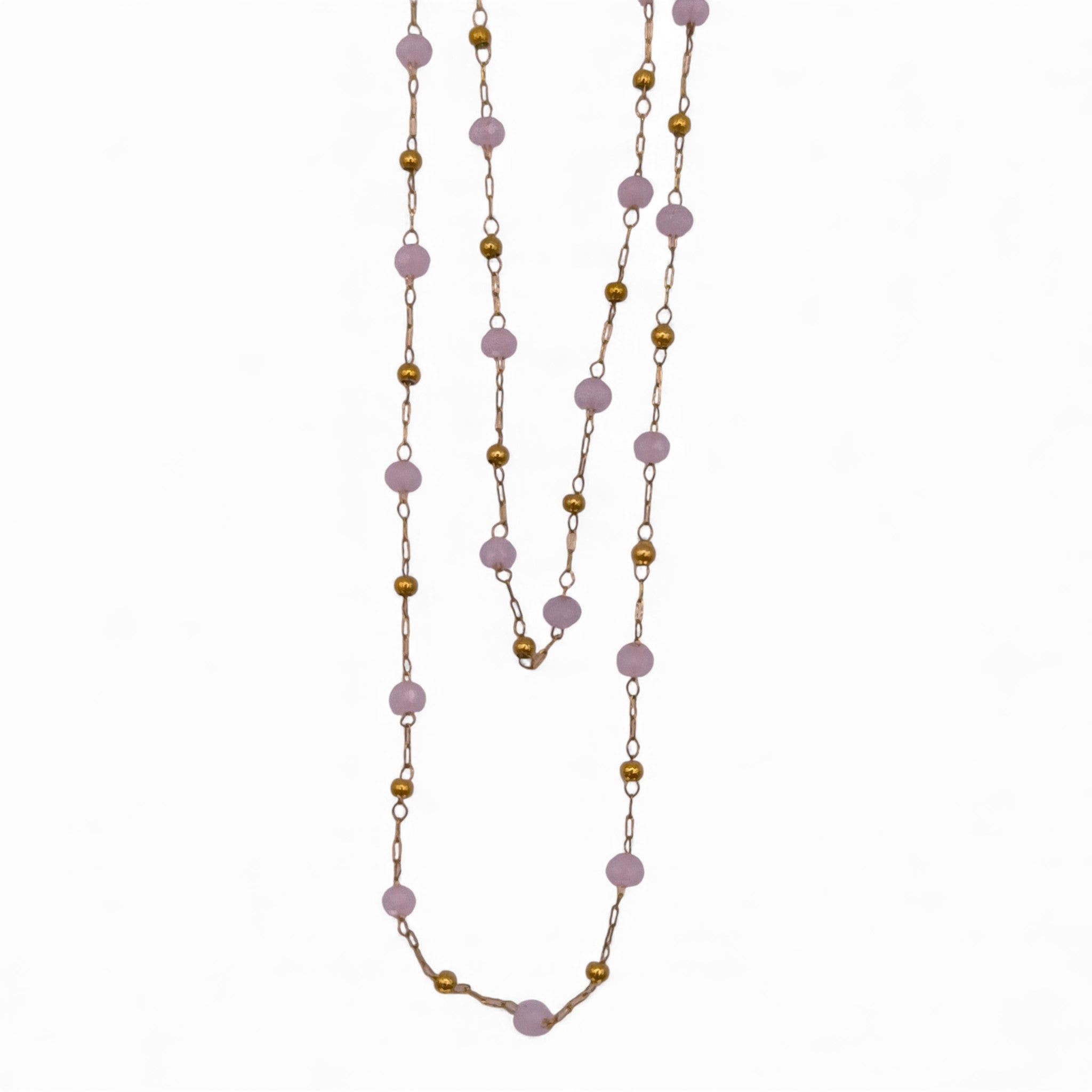 Sautoir Perles Roses